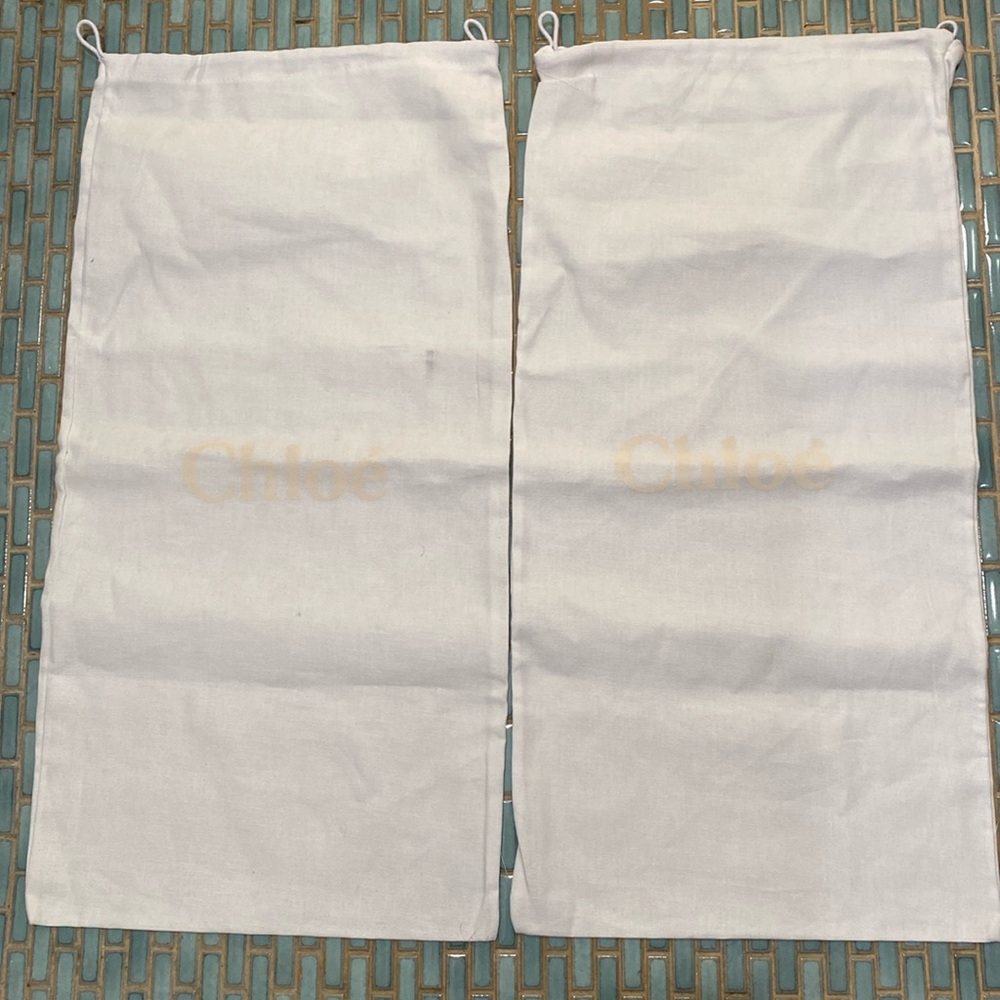 Chloe drawstring women shoe long boots 👢 bags 2 total white 24” by 12”